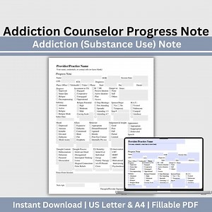 Addiction Counselor Progress Note Template: Fillable Therapy Tool (US Letter & A4) (digital Download) - Etsy