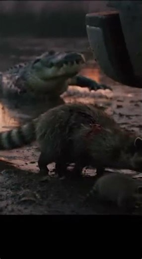 Mother Raccoon's Brave Standoff with Alligator! #NatureIsMetal #WildlifeProtection