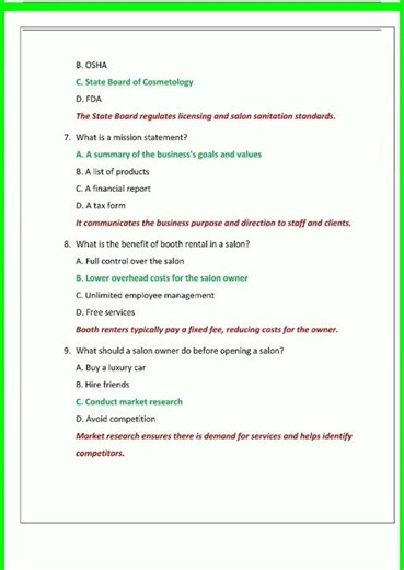 Milady Nail Technology Salon Business Practice Exam QUESTIONS AND CORRECT ANSWERS VERIFIED ANSWERS P