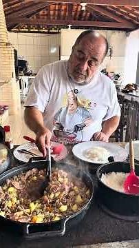 Traditional Minas Gerais-style Panelinha: Ground beef, Calabrese sausage, and potatoes cooked on ...