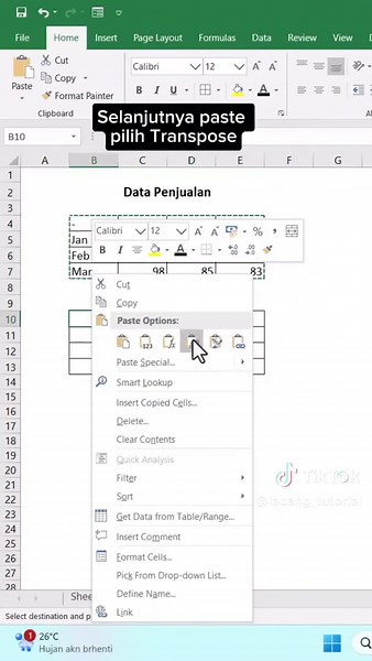 Merubah Kolom Menjadi Baris Atau Baris Menjadi Kolom Masih Manual di Excel ?😫, Ikuti Langkah Berikut Untuk Cara Cepatnya Menggunakan Paste Transpose 🤩 #excel #ladangtutorial #belajaronline #tipsandtricks #tipskerja