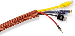 Cable Management Wire Loom 6ft -1/2 inch, Cable Sleeve Split Tubing, Cord Covers for Wires on Floor, Cord Protectors from Pets Chewing Cables, Black & Orange
