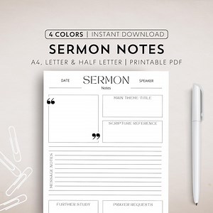 Digital Sermon Note Template Printable Sermon Note Journal Sermon Note Printable Church Note PDF Sermon Journal Goodnote Sermon Template - Etsy