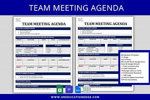 Team Meeting Agenda Template: Editable Business Meeting Planner (digital Download) - Etsy