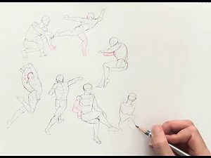 【練習用】全身クロッキー10ポーズ｜5分タイムラプス