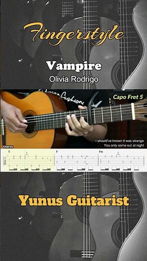 Vampire - Olivia Rodrigo - Fingerstyle Guitar Tutorial + TAB & Lyrics