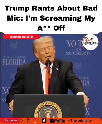 Donald Trump briefly went off script during a rally when ongoing microphone disrupted his speech