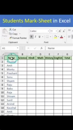 Vikash Singh on Instagram: "how to create marksheet in ms excel"