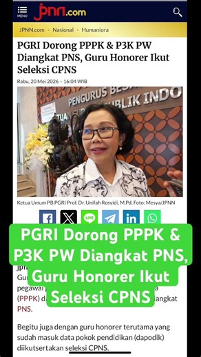 PGRI Dorong PPPK & P3K PW Diangkat PNS, Guru Honorer Ikut Seleksi CPNS!