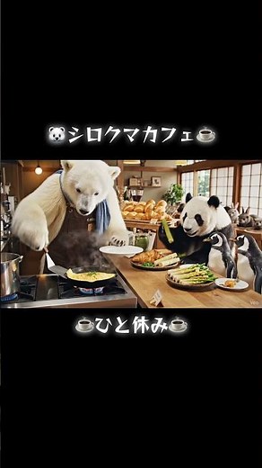 午後も、のんびりいこう〜☕️#しろくまカフェ #しろくま #動物カフェ #aianimation #cuteanimals #癒し動画 #リラックス