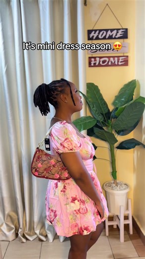 Affordable Pink Floral Balloon Dress for Mini Dress Season