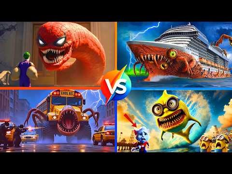 SPIDER WORM exe 🆚 SHIP MONSTER exe 🆚 SCHOOL BUS exe 🆚 MINNION SHARK exe Tiles Hop exe EDM Rush 🎶