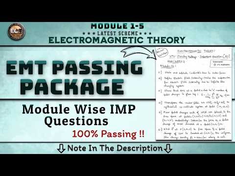 Electromagnetic Theory Passing Package | Important questions Module 1 to 5 | BEC401 VTU