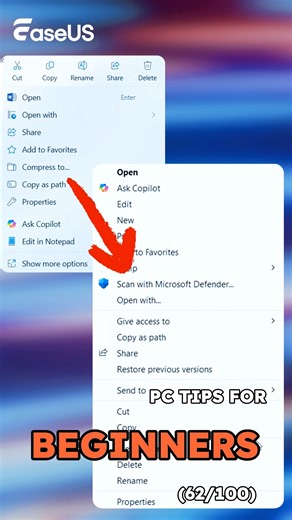 EaseUS Software on Instagram: "How to Restore Old Right-Click Menu in Windows 11 Open Terminal (Admin), copy and paste this command: reg.exe add "HKCU\Software\Classes\CLSID\{86ca1aa0-34aa-4e8b-a509-50c905bae2a2}\InprocServer32" /f /ve #pctips #techtips #rightclick #windows10 #windows11 #windowsupdate #windowstips #windowstricks"