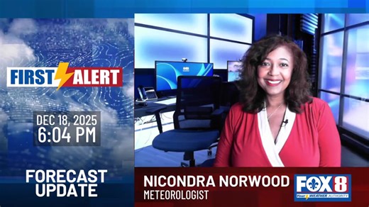 From Fox 8 Meteorologist Nicondra Norwood: A late night cold front brings in chilly conditions for Friday through Saturday morning, then warming up through the Christmas Holiday. Get more in the video below. | Nicondra Norwood FOX 8