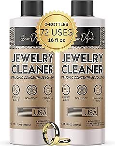 Ultrasonic Jewelry Cleaner Solution (16oz) Concentrated Jewelry Cleaner for Diamonds, Gold, Silver & More | Compatible with Ultrasonic Machine (s) - Made in USA