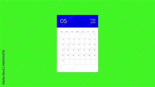Animation of calendar flipping to december 2026 on green screen. month by month. 4k video