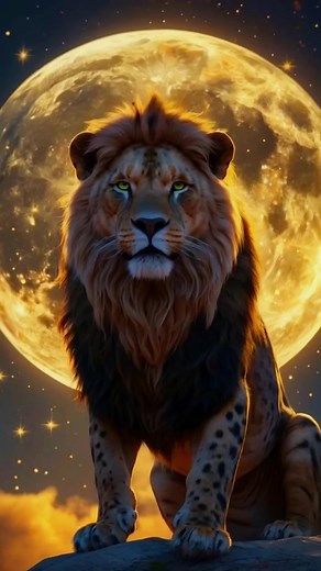 خلفية حية رائعة لأسد وكوكب القمر