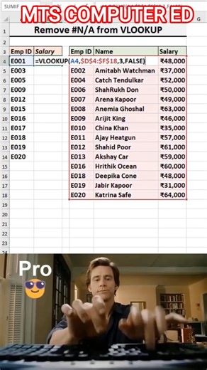 Excel me VLOOKUP use karte waqt #N/A error aa jata hai 😖 #excel #shorts #youtubeshorts #exceltips