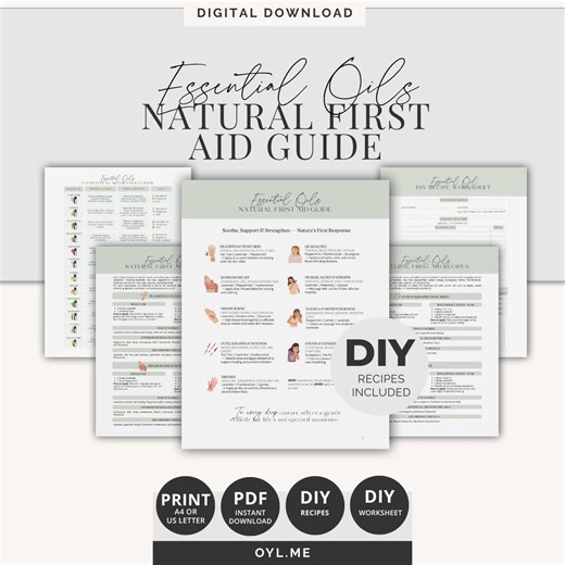 Essential Oils – Natural First Aid Guide | DIY Recipes | Printable Bundle | Everyday Oils   DIY Worksheet | Instant Download - Etsy Australia