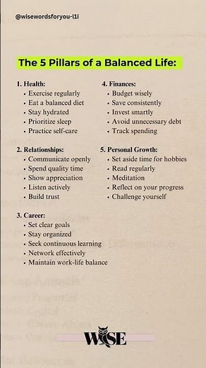 The 5 Pillars of a Truly Balanced Life #selfimprovement #wisewords