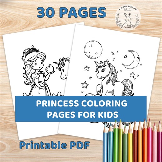 Princess and Unicorn Coloring Pages for Kids | 30 Printable Princess Unicorn Coloring Sheets | PDF Download - Etsy