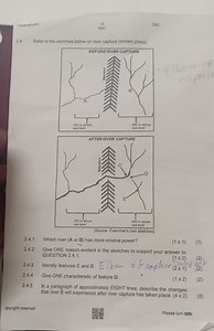 2.4 River Capture (Stream Piracy) Based on the sketches provide... | Filo