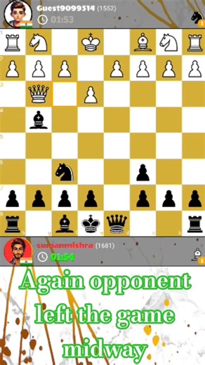Again the opponent left the game midway#chess #chesstrap #chessreel #checkmate #chessking #chessbase