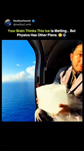 Realityofworld on Instagram: "That video is a classic example of physics being much cooler than we expect! What you're seeing isn't actually regular ice—it’s Dry Ice, which is solid carbon dioxide (CO_2). The Science Behind the Smoke While regular ice melts into a liquid, dry ice undergoes sublimation, meaning it turns directly from a solid into a gas. When the block is thrown from the helicopter, the rapid movement through the air accelerates this process, creating that dramatic white trail. On