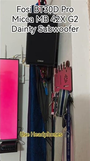 Fosi Audio BT30D Pro. Micca MB 42X G2 Speakers, Dainty 8" Subwoofer.