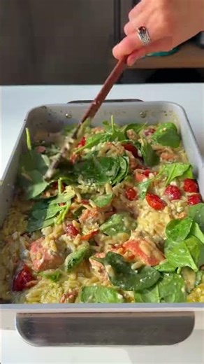 Salmon Pesto Orzo Bake 🐟✨ | Easy Kid-Friendly Dinner That Feels Fancy #familydinner #kidfriendlymeal