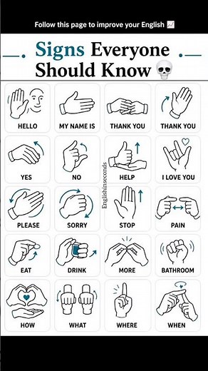 Learn Basic Sign Language in 60 Seconds! 🤟✨ #english #dailyenglish #vocabulary #anouncement