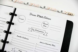 Goal Planner Inserts for Half Letter Discbound Planners, Fits with Circa Junior Calender, Arc by Staples, TUL Junior, HALF Letter Size (5.5'' x 8.5'')