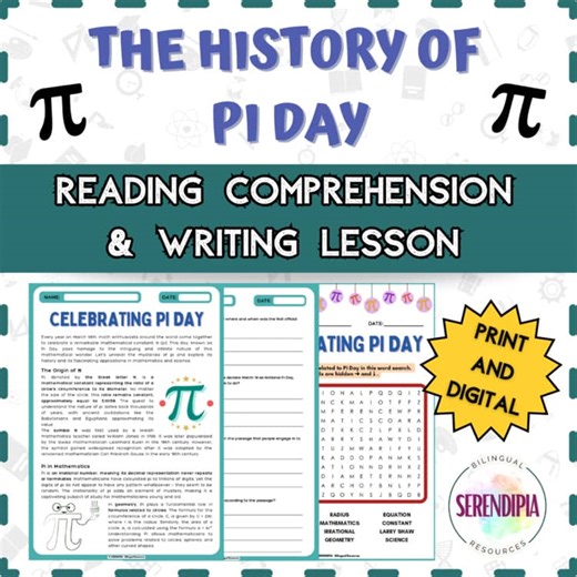 History of Pi Day Reading Comprehension Passage Activities for Middle School ELA