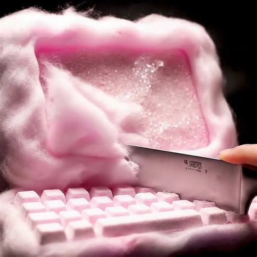 Cotton Candy Computer Cutting - AI ASMR