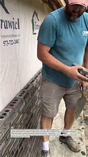Perfect Brick Line Every Time Using String Guide | Masonry Pro Trick #shorts #bricklaying #tools