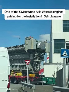 151K views · 1K reactions | One of the 5 Msc World Asia Wartsila engines arriving for the installation in Saint Nazaire #mscworldasia La MSC World Asia è equipaggiata con cinque motori Wärtsilä 14V46DF dual-fuel, in grado di funzionare sia a GNL (gas naturale liquefatto) che a gasolio a basso tenore di zolfo (MGO), per una potenza totale combinata di circa 80 MW (≈ 107 280 hp) . #chantiersdelatlantique | Msc friends | Facebook