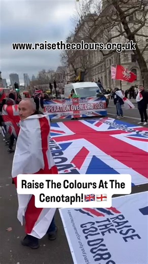 Raise The Colours on Instagram: "Raise The Colours At The Cenotaph🏴󠁧󠁢󠁥󠁮󠁧󠁿🇬🇧 #raisethecolours #stoptheboats #saveourkids #england #standtogether"