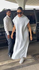 @deepikapadukone redefines travel style in a grey oversized sweatshirt maxi dress🤩 @bollywoodstylefile . . . #deepikapadukone #bollywood #fashion | Bollywood Style File