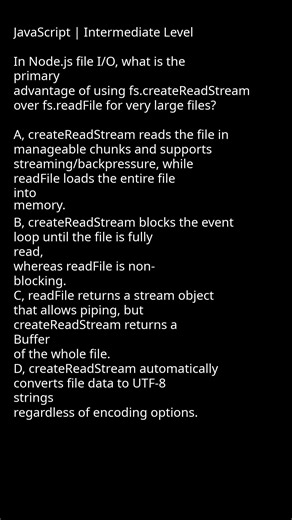 Node.js file IO comparison fs.createReadStream vs readFile #streaming #backpressure #largeFiles