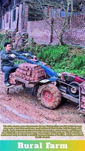 Massive Load Two-Wheel Tractor Hauling 500+ Bricks Through Deep Mud: How This Mini-Tractor Carries