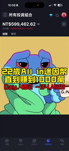 #22歲allin迷因幣直到賺到1000萬 Day.492 - 本金：112萬 - 倉位價值：59萬 - 單日盈虧：NT$-34,428📉 今天市場下跌了一些，Snek 跌了 5%。 雖然最近價格表現不好， 但我們還是可以看一下鏈上的一些數據。 SNEK 是 Cardano 上歷史累積交易量最高的代幣 目前已經突破 20 億 ADA。 ⚠️以上內容不構成投資建議⚠️