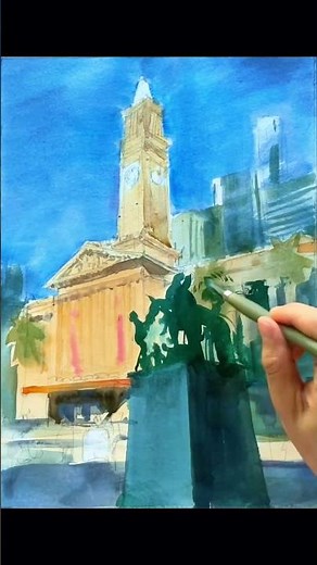 How to Create Atmospheric Depth Watercolour |Dry Brush Demo in a Brisbane Landscape #artistic #art