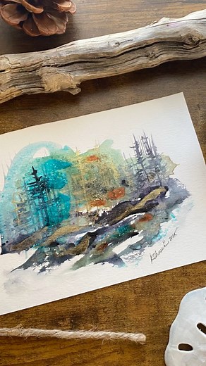 2.3K views · 118 reactions | Exploring new color palettes and textures!This piece came to life with layers of turquoise, deep gold, and a touch of mystery. Loving the way the palette knife adds movement and depth. What do you see in it?#PaletteKnifePainting #TurquoiseTrees#AbstractLandscape #WatercolorArt #artreel #artistsoftiktok #arttipsandtricks #newideas #freshpaint #watercolorpainting | Kellie Chasse Fine Art | Facebook