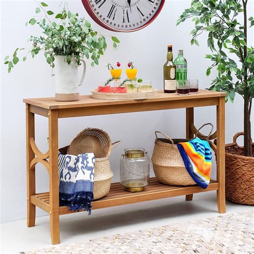 Reviews for Cambridge Casual Kinsley Premium Indonesia Teak Wood Outdoor Console Table Rectangular Patio Side Table | Pg 2 - The Home Depot