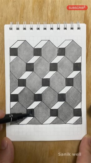 How To Draw a 3D Stone Pattern #shorts #3ddrawing
