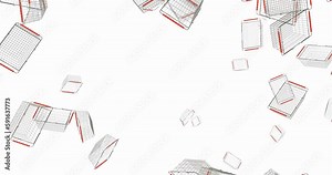 Empty grocery baskets on a white background. Seamless cyclic animated 4K background from empty grocery baskets. 4K seamless looping videos