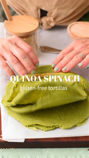 Carine Claudepierre on Instagram: "Just 3-ingredient, NO Gluten 🙏Comment 'QUINOA' and I'll DM you the recipe for these Spinach Quinoa Tortillas are easy, healthy, vegan gluten-free tortillas made from raw quinoa. You will love their pliable, soft, texture that makes them perfect for burritos, enchiladas, or quesadillas. . recipe linked in bio and on my website: https://www.theconsciousplantkitchen.com/spinach-quinoa-tortillas/ . #tortillas #spinachtortillas #healthyrecipes #easyrecipes #quinoa