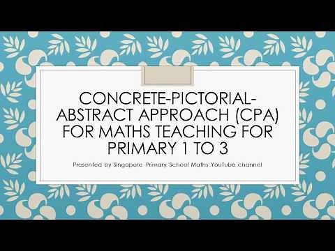 Singapore Maths. Concrete-pictorial-abstract approach (CPA) for maths teaching for primary 1 to 3
