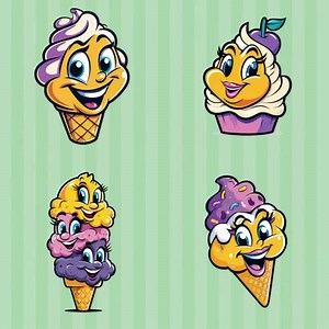 Ice Cream Clipart: Kawaii Summer Treats, Commercial Use (PNG Digital Download) - Etsy